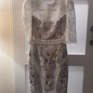 Bronx and Banco Floral Lace Long Sleeve Dress in white lace NWT